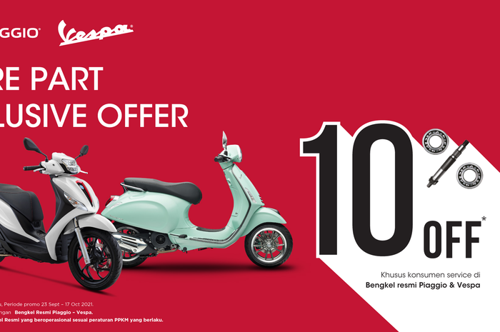Piggia dan Vespa kasih diskon 10 persen