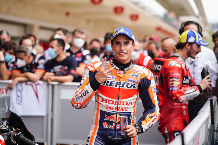 Marc Marquez sampai ngos-ngosan juara MotoGP Amerika Serikat 2021, bikin pembalap rival tersenyum paling lebar