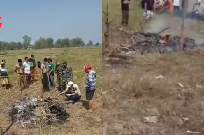 Kondisi maling motor tewas dibakar warga hidup-hidup, motor tinggal rangkanya.