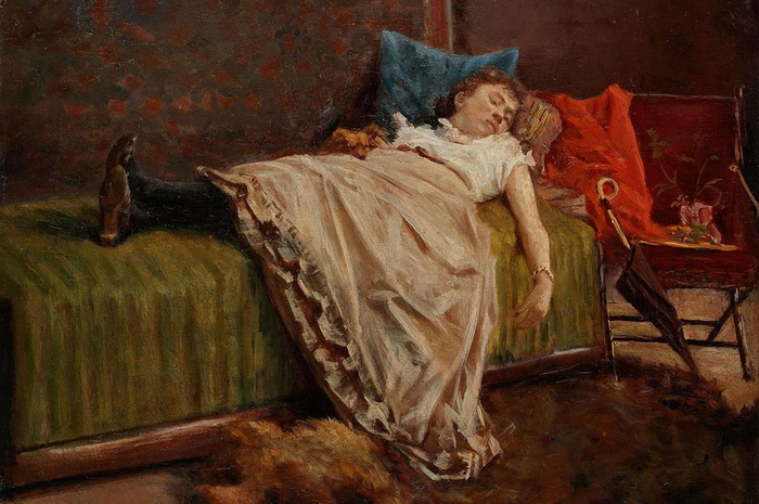 &quot;Sleeping girl&quot;, sebuah lukisan karya seniman Armenia-Georgia Lazar Artasoff (1857&ndash;1924).