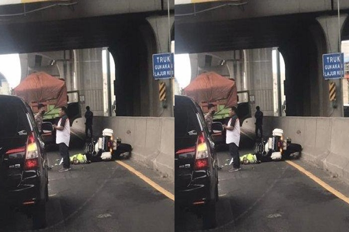 Kecelakaan maut yang menewaskan seorang anggota patwal di Tol Jakarta-Cikampek.