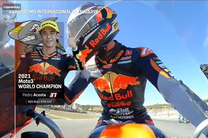 Perebutan gelar juara dunia antara Pedro Acosta dan Dennis Foggia bikin tegang kelas 'capung' di Moto3 Algarve 2021.