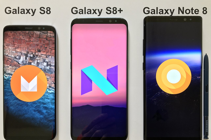 Ilustrasi HP Samsung yang menjalankan berbagai macam OS Android