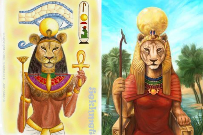 Sekhmet, dewi dalam mitologi Mesir Kuno, dewi singa betina yang kuat.