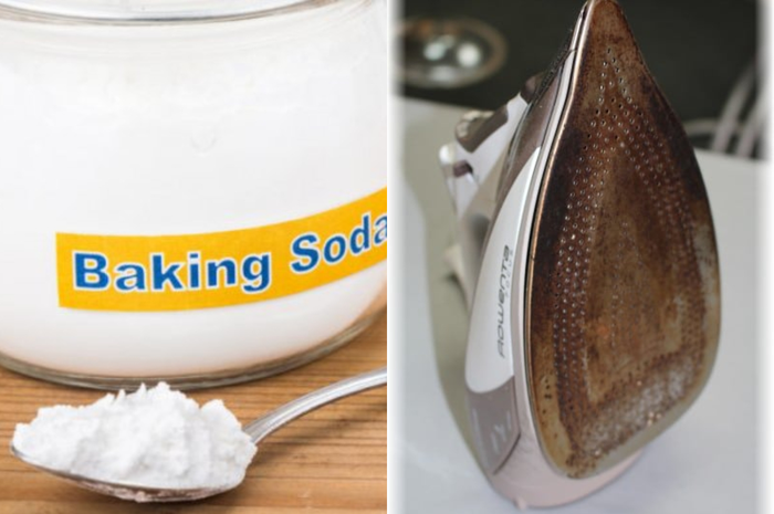 Baking soda untuk menghilangkan gosong pada permukaan pelat setrika. ini caranya.