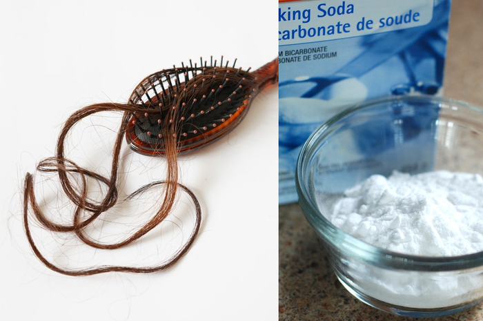 Ilustrasi membersihkan sisir rambut dengan baking soda.