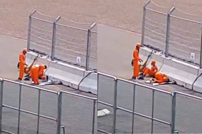 Video salah satu marshal WSBK tengah melakukan sholat di pinggiran Sirkuit Mandalika