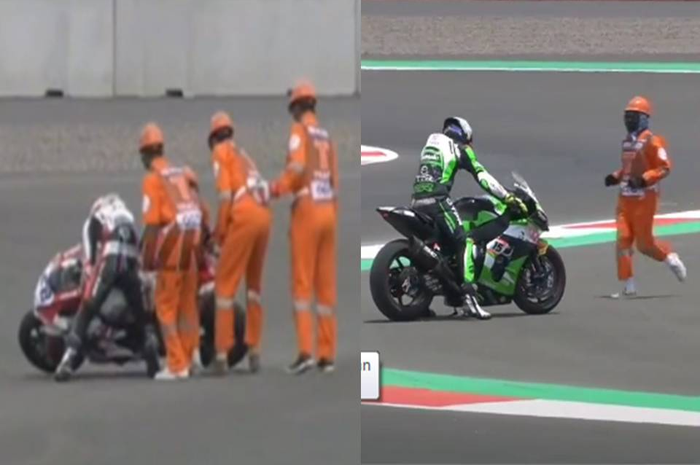 Beberapa marshal yang bertugas dianggap gugup saat menolong pembalap WSBK jatuh.