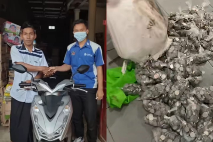 Beli motor Honda BeAT pakai uang koin