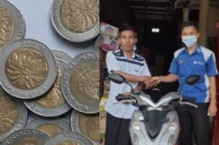 Serius nih, motor matic Honda BeAT baru bisa ditukar dengan uang koin Rp 1000 dan Rp 500, videonya viral di TikTok.