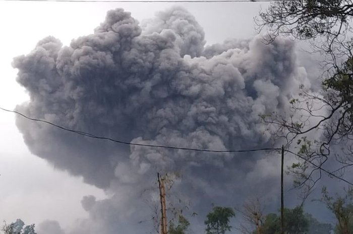 Tangkapan layar dari video yang beredar akibat awan panas guguran (APG) yang keluar dari Gunung Semeru, Jawa Timur.