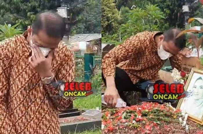 Doddy Sudrajat menangis di makam Vanessa Angel
