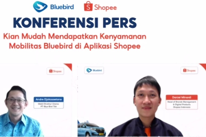 Acara peluncuran fitur pesan taksi Bluebird di aplikasi Shopee, Kamis (16/12).