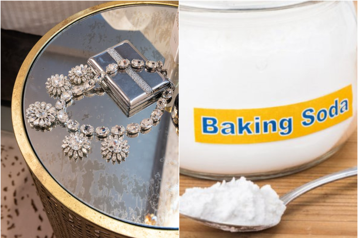 Membersihkan perhiasan perak dengan baking soda.