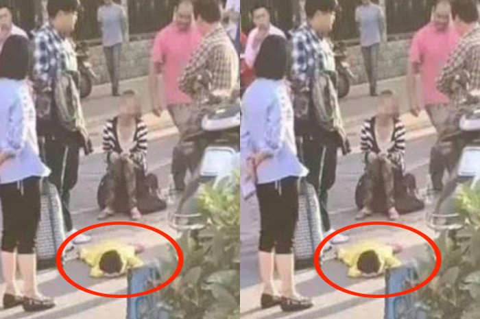 Seorang ibu tendang darah dagngnya hingga jadi tontonan