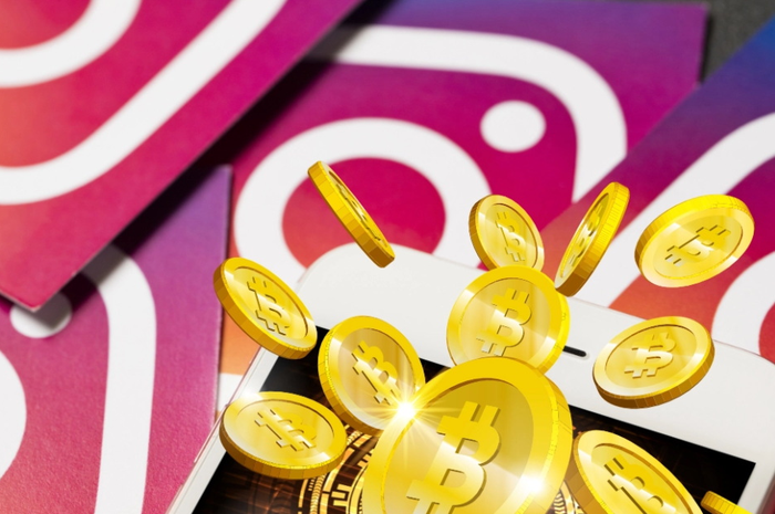 Ilustrasi Instagram dan Bitcoin