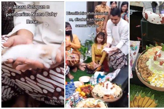 Cuplikan video acara selapanan dan pemberian nama untuk anak kucing.