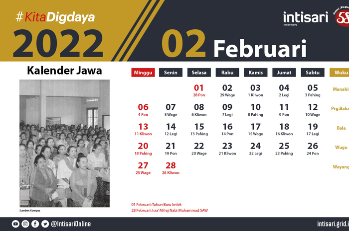 Kalender Februari 2022