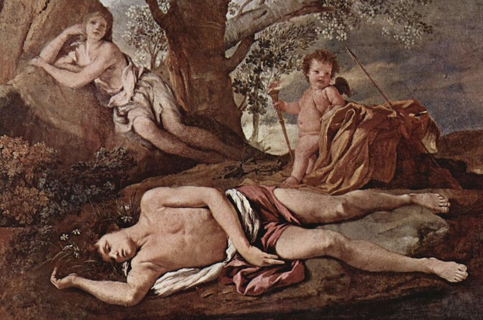 Echo dan Narcissus oleh Nicolas Poussin, Museum Louvre.