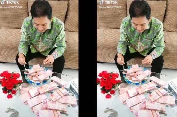 Direktur Utama Perumda Pasar Niaga Kerta Raharja Kabupaten Tangerang, Syaefunnur Maszah, pamer uang di TikTok