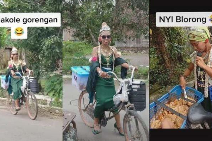 Inilah sosok Mbak Ugik, penjual gorengan di Madiun yang berdandan layaknya Nyi Roro Kidul hingga videonya viral