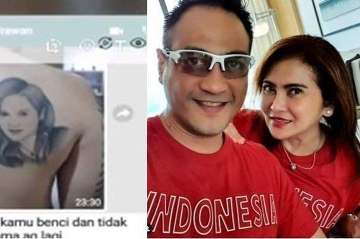 Tato wajah Anggia Novia di punggung Ferry Irawan