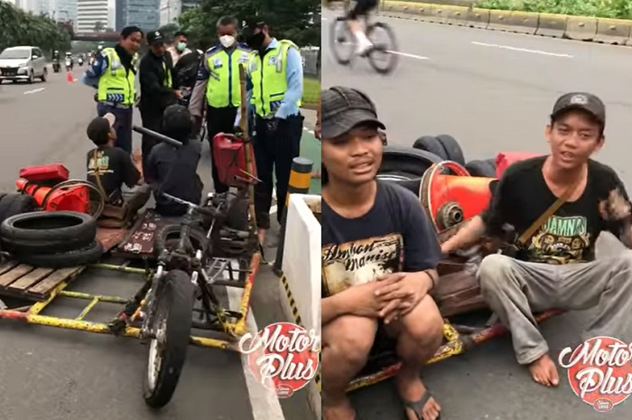 Video Vespa brekele kehabisan bensin ditolong polisi baik, tapi karena bawa barang terlarang langsung disita.