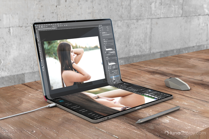 Konsep desain MacBook dengan layar lipat