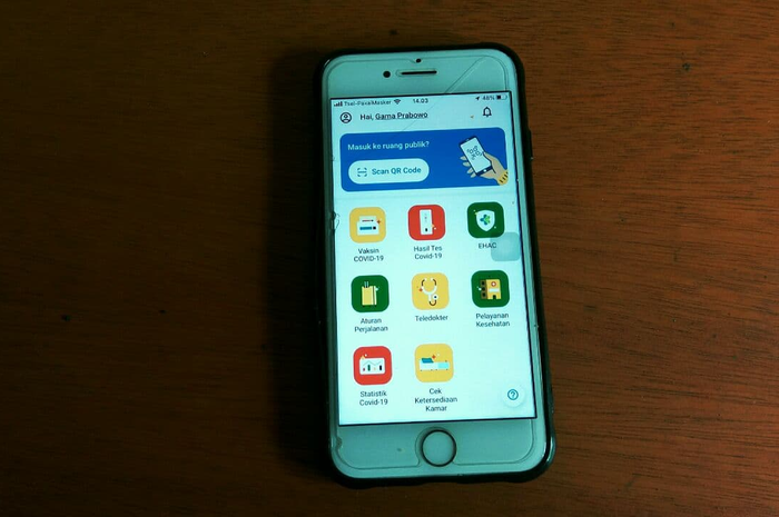 Aplikasi PeduliLindungi di iPhone 8