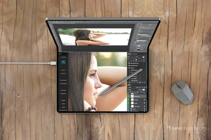 Konsep desain MacBook dengan layar yang bisa dilipat