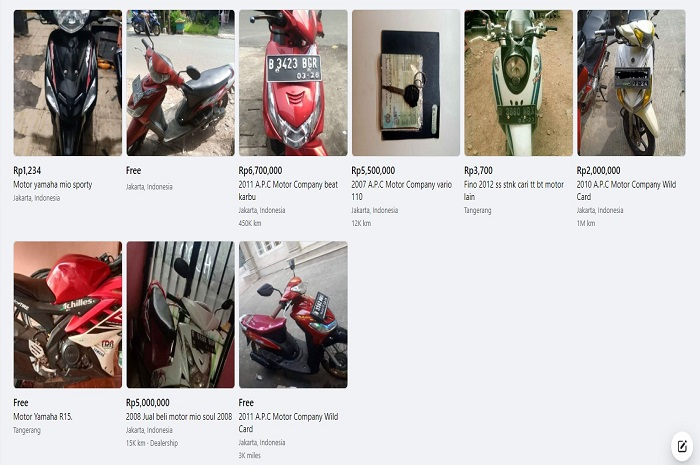 Ilustrasi beli motor bekas online.