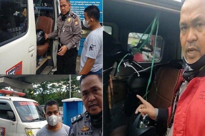 Ini ambulans yang bunyikan sirine angkut motor sambil ugal-ugalan, diciduk polisi.