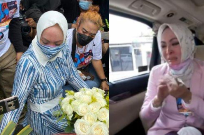 Angelina Sondakh Berizarah ke Makam Adjie Massaid