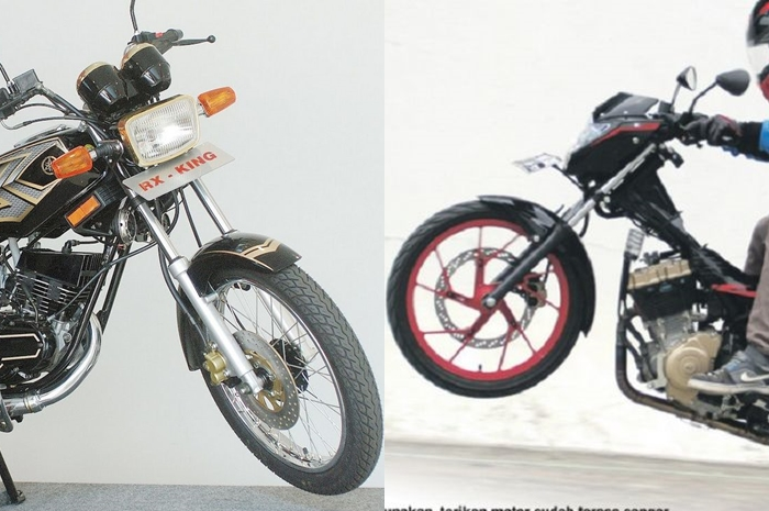 Ilustrasi motor andalan para jambret, Yamaha RX-King dan Suzuki Satria F150.