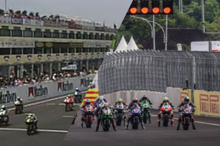 Ilustrasi. GP Motor Indonesia 1997 (kiri) dan MotoGP Indonesia 2022 di sirkuit Mandalika Lombok (kanan) ada wajah sama selang 25 tahun kemudian