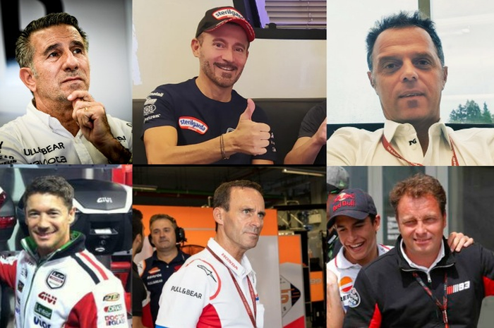 6 sosok ini hadir di MotoGP Indonesia 2022, pernah tampil di GP Motor Indonesia 1996-1997; Jorge Martinez (kiri atas); Max Biaggi (tengah atas); Loris Capirossi (kanan atas); Lucio Cecchinello (kiri bawah) dan Alberto Puig (tengah bawah) serta Emilio Alzamora (kanan bawah)