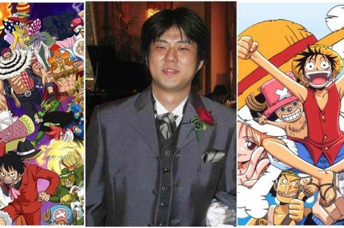 Kolase foto Eiichiro Oda dan serial anime One Piece