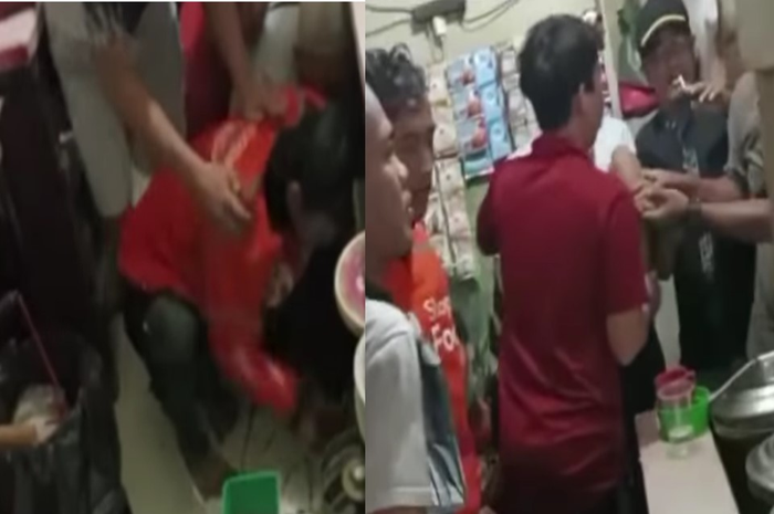 Penjaga warkop dihajar warga usai nekat mencoba memperkosa istri dari driver ojol.