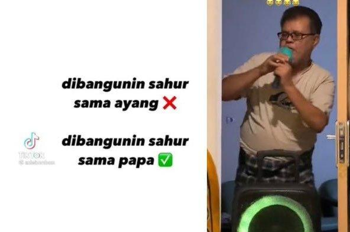 Ayah bangunkan sahur anak-anaknya dengan cara unik.