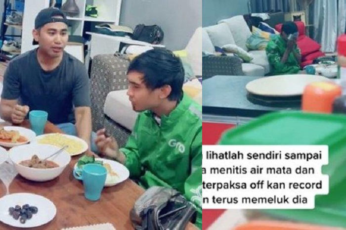 Berlinang air mata driver ojol (ojek online) antar pesanan mepet azan Maghrib, endingnya diajak buka puasa bersama customer.