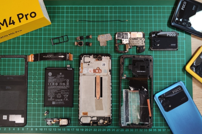 Teardown POCO M4 Pro untuk melihat komponen apa saja yang digunakan,