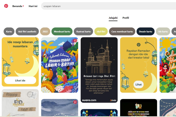 Rekomendasi ucapan Idul Fitri di Pinterest