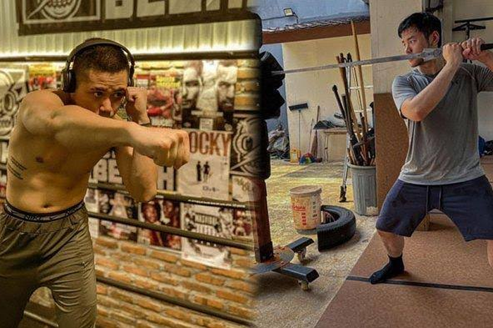 Latihan tinju Nicholas Sean dan Sabian Tama