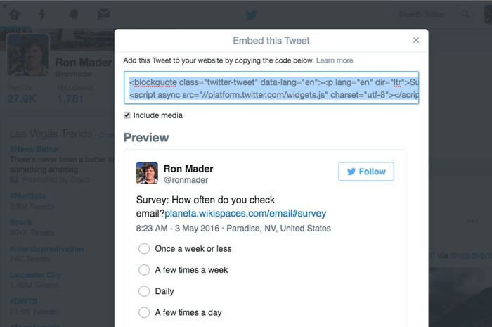 Ilustrasi Embed cuitan Twitter