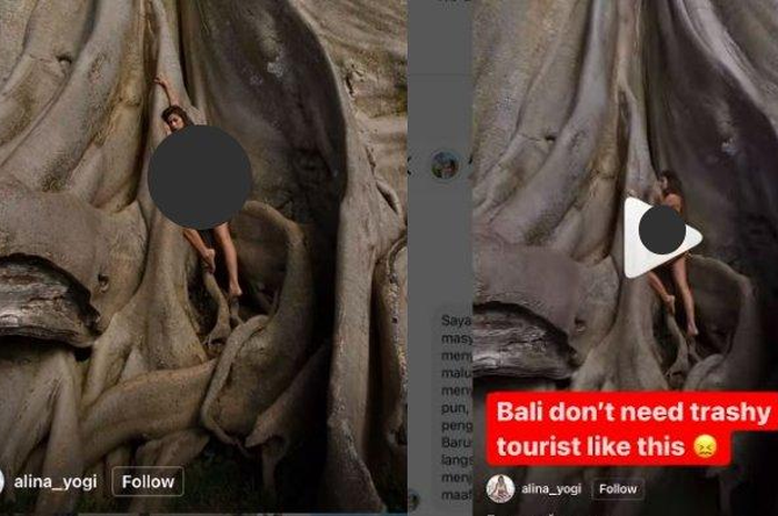 Seorang bule wanita telanjang bulat di pohon keramat.