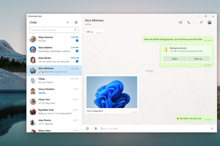 Aplikasi WhatsApp Beta di Windows