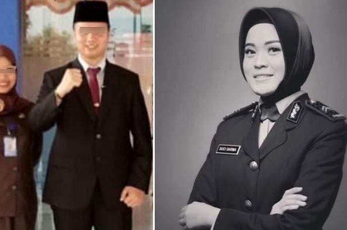 (kiri ) Kolase foto W, istri Yana dan suami Polwan Suci Darma, DKM yang diduga selingkuhannya. 