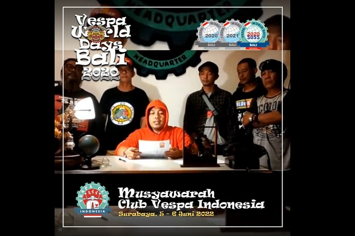 Jelang gelaran Vespa World Days 2022 Bali, akan ada Musyawarah Club Vespa Indonesia di Surabaya, semua club yang terverifikasi bisa datang.