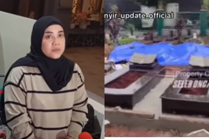 Kolase Foto Puput dan Makam Vanessa Angel.