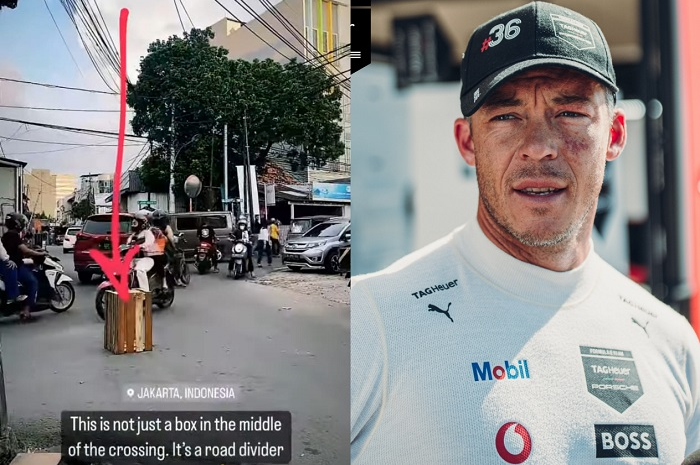 Pembalap Formula E Jakarta, Andre Lotterer dibuat terpukau saat ketemu kotak kayu ini di tengah jalan.